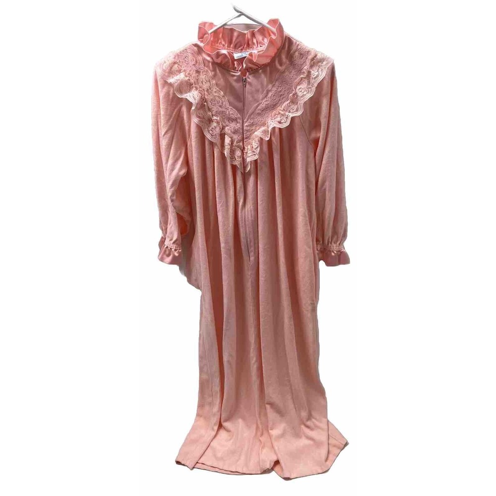 Vintage Tara House Coat Robe Gown Kaftan Pink Lace USA - Picture 6 of 7